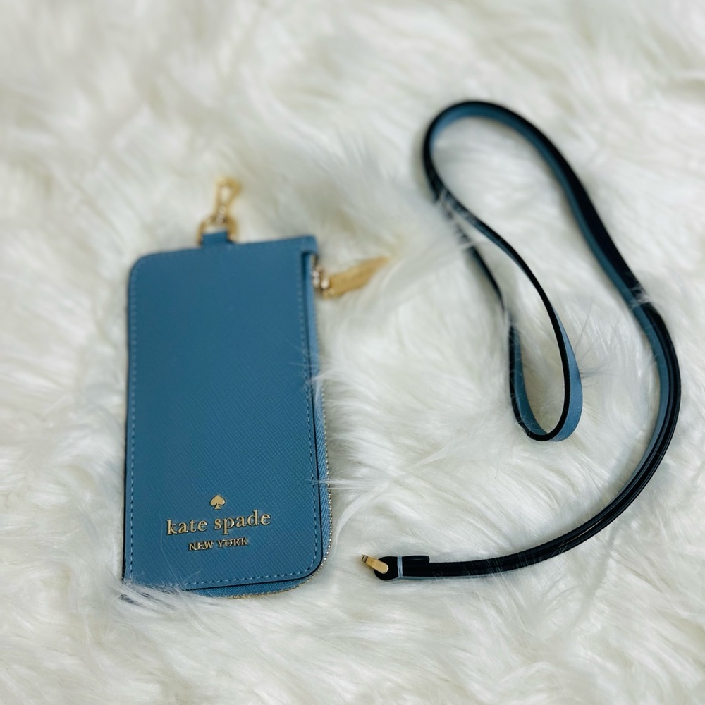 Kate Spade Light Blue Phone Case with Gold Logo